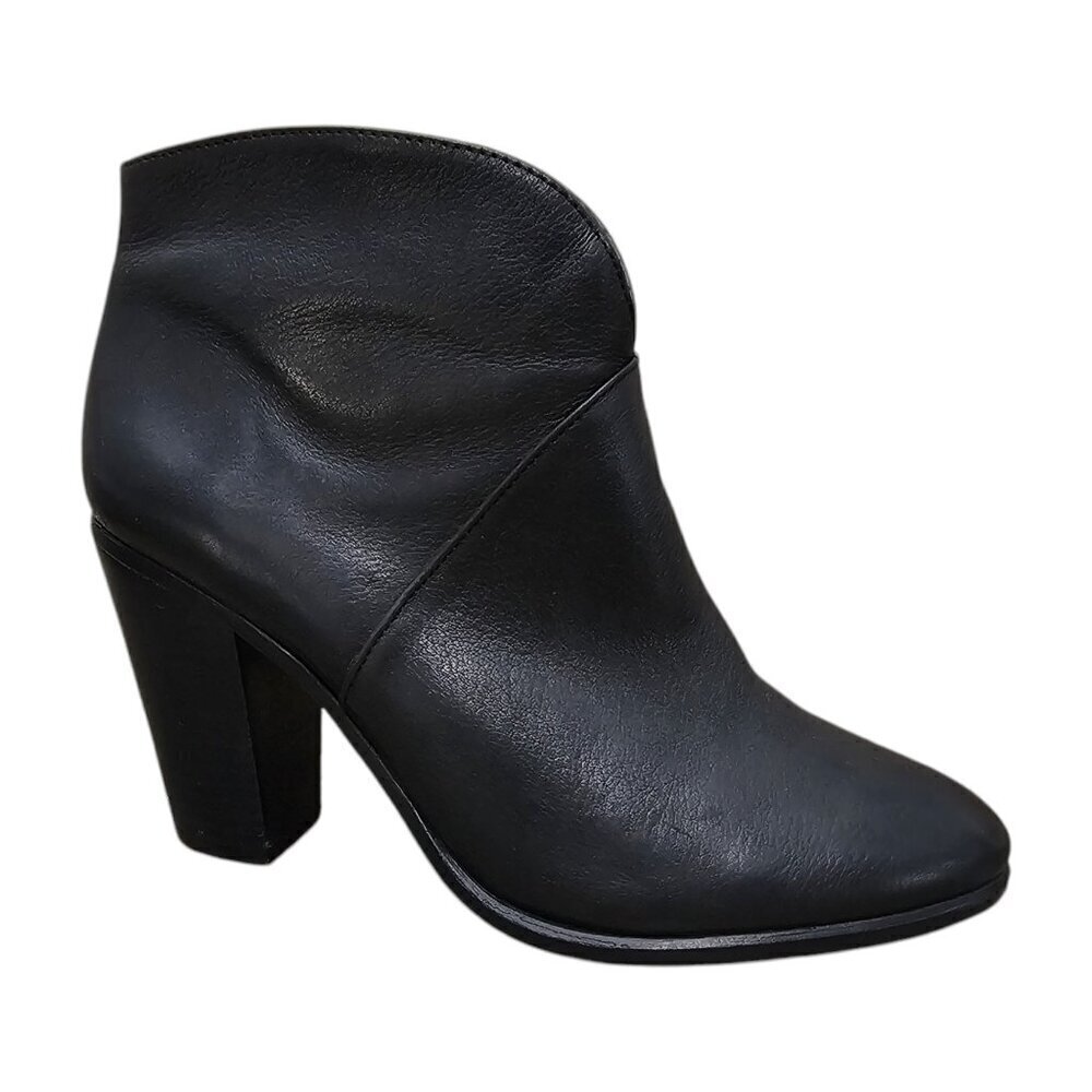Vince Camuto Franell Leather Black Western Bootie Heel Boot